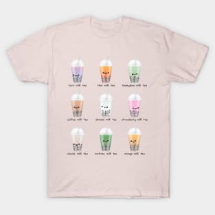 taro milk, thai milk, honeydew milk, coffee milk, almond milk, strawberry milk, classic milk, matcha, mango milk T-Shirt